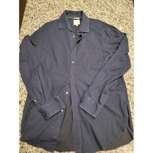 WRK Indigo Button Down Shirt Men‎ Size 16 1/2 34 35 Long Sleeve Cotton Lycra